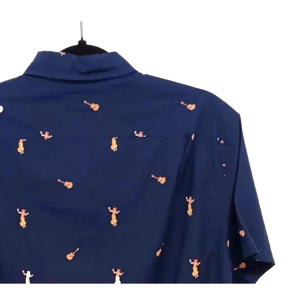 J. Crew Men's Hawaiian‎ Shirt Medium VTG Navy Blue Aloha Tropical Button